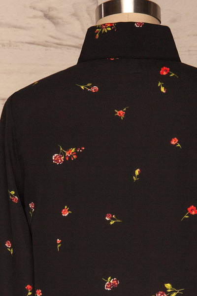 Gersende Red Floral Chiffon Shirt | Chemise back close up | La Petite Garçonne