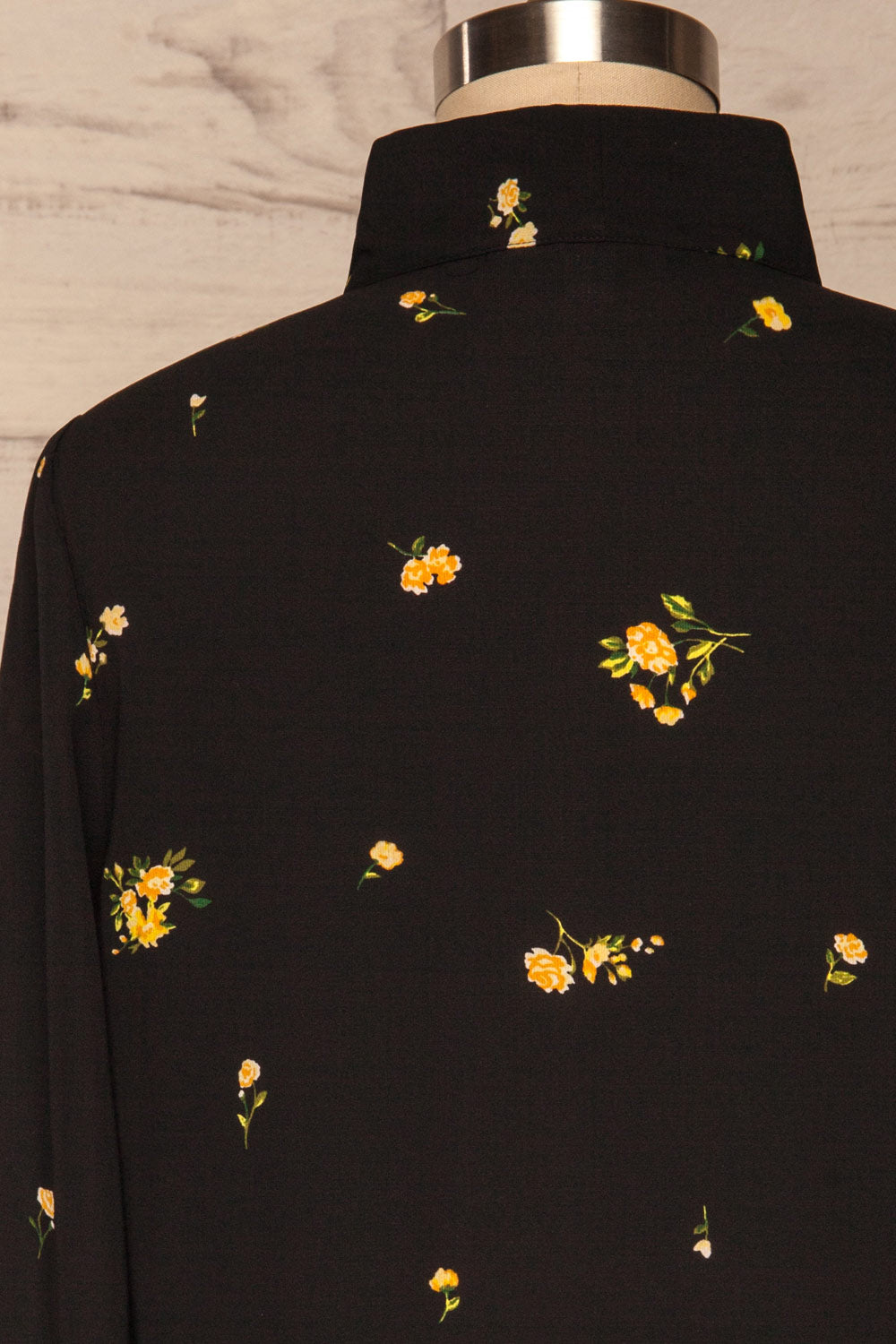 Gersende Yellow Floral Chiffon Shirt | Chemise back close up | La Petite Garçonne
