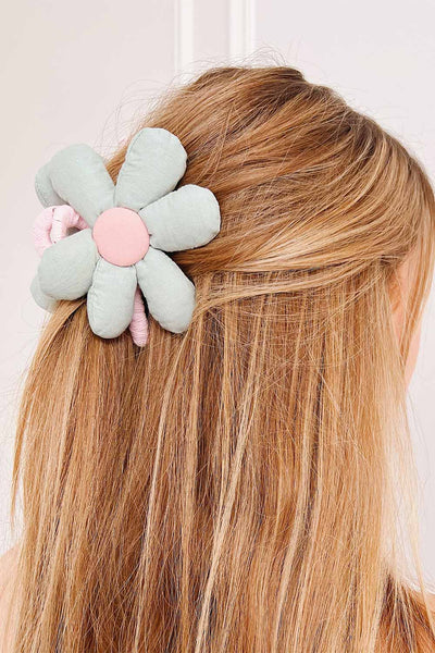 Gertra Mint Flower Hair Claw Clip | Boutique 1861 on model