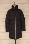 Giada Black Hooded Quilted Parka | La Petite Garçonne front view without hood