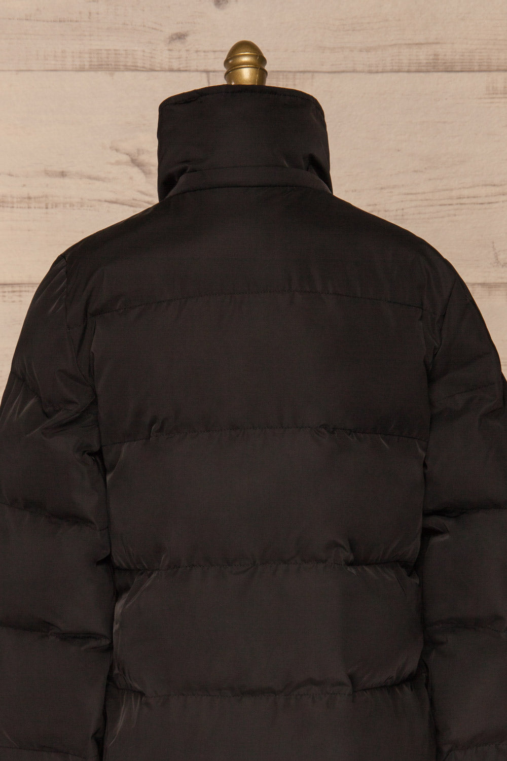 Giada Black Hooded Quilted Parka | La Petite Garçonne back close-up without hood