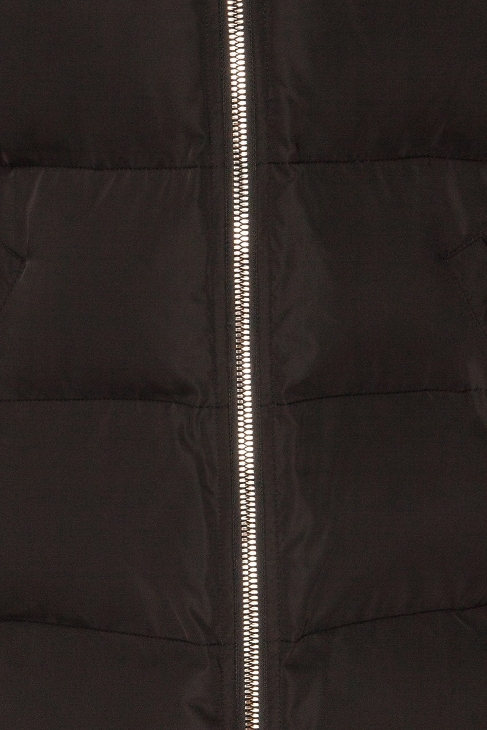 Giada Black Hooded Quilted Parka | La Petite Garçonne fabric detail 
