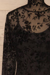 Gialousa Black Mesh Lace Long Sleeve Top | La petite garçonne front close-up