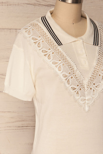 Gialova White Polo Shirt with Lace | La Petite Garçonne 5
