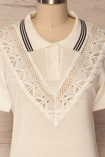 Gialova White Polo Shirt with Lace | La Petite Garçonne 9