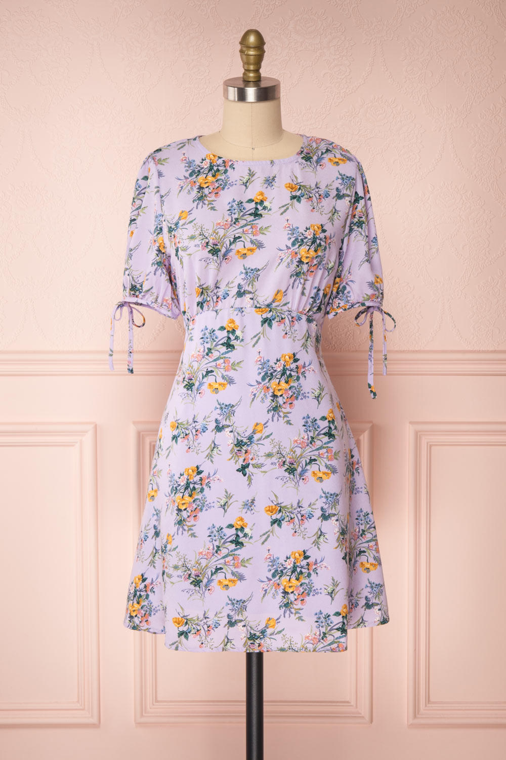 Giancita Lilac Floral Patterned Short Dress | Boutique 1861 front view