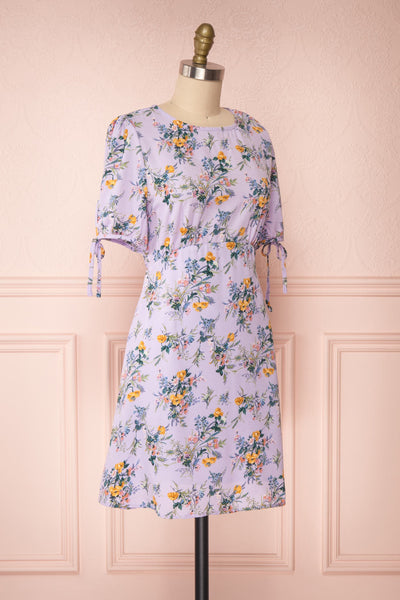 Giancita Lilac Floral Patterned Short Dress | Boutique 1861 side view