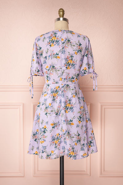 Giancita Lilac Floral Patterned Short Dress | Boutique 1861 back view