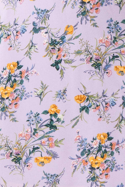 Giancita Lilac Floral Patterned Short Dress | Boutique 1861 fabric