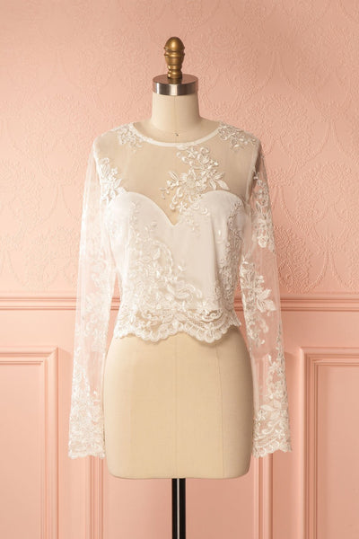 Gillian White Embroidered Lace Crop Top | Boudoir 1861