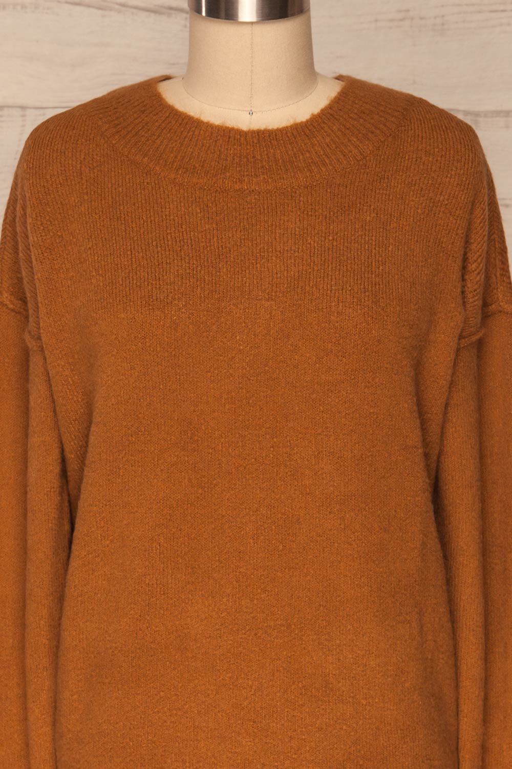 Gistel Brown Ochre Soft Knit Sweater | La Petite Garçonne front close-up