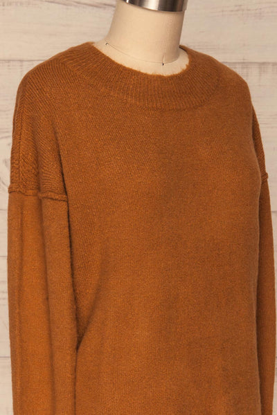 Gistel Brown Ochre Soft Knit Sweater | La Petite Garçonne side close-up