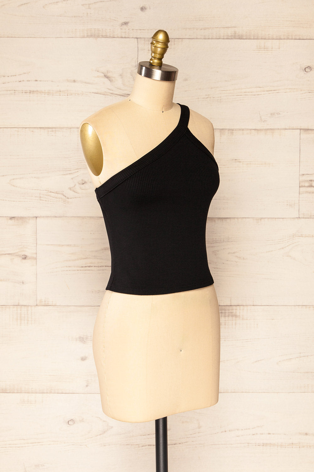 Giurgiu Black Asymmetrical Ribbed Tank Top | La petite garçonne side view 