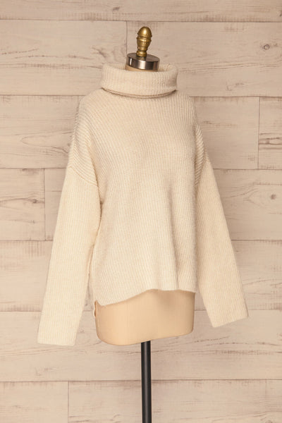 Givri Cream Knit Turtleneck Sweater | La petite garçonne side view