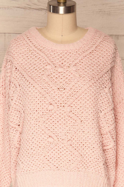 Glinka Blue Soft Knit Sweater w/ Pattern |FRONT CLOSE UP | La Petite Garçonne