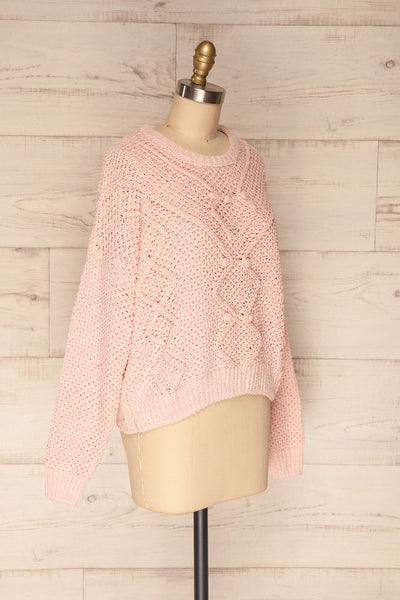 Glinka Blue Soft Knit Sweater w/ Pattern | SIDE VIEW | La Petite Garçonne