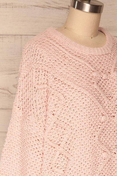 Glinka Blue Soft Knit Sweater w/ Pattern | SIDE CLOSE UP | La Petite Garçonne