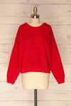 Glinka Red Soft Knit Sweater w/ Pattern | FRONT VIEW | La Petite Garçonne