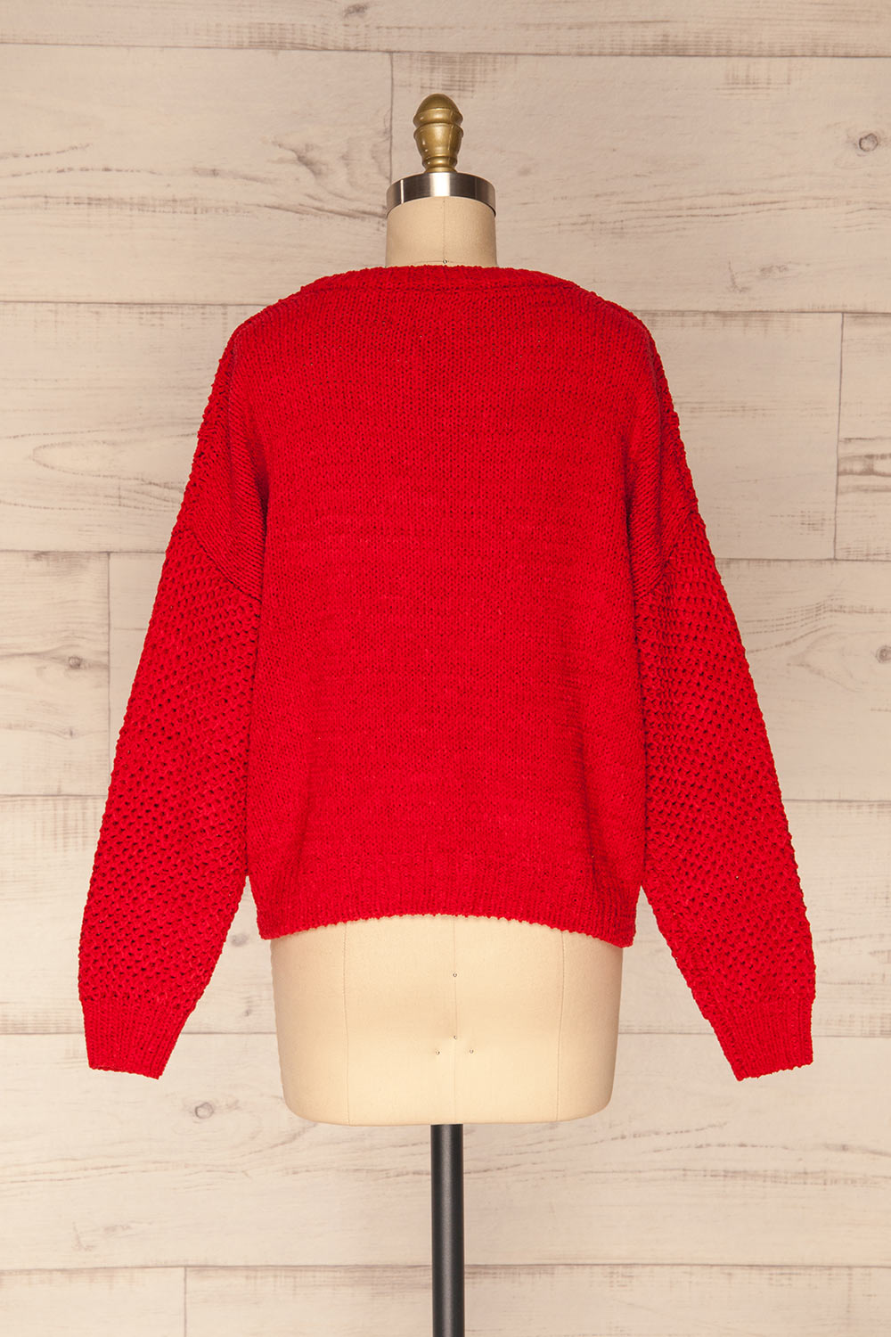 Glinka Red Soft Knit Sweater w/ Pattern | BACK VIEW | La Petite Garçonne