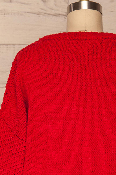 Glinka Red Soft Knit Sweater w/ Pattern  | BACK CLOSE UP  | La Petite Garçonne