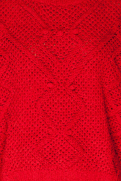 Glinka Red Soft Knit Sweater w/ Pattern | TEXTURE DETAIL | La Petite Garçonne