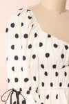 Gliten White & Black Polkadot Crop Top | Boutique 1861 side close-up