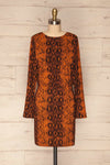 Gliwice Arancia Orange Snake Pattern Dress | FRONT VIEW | La Petite Garçonne