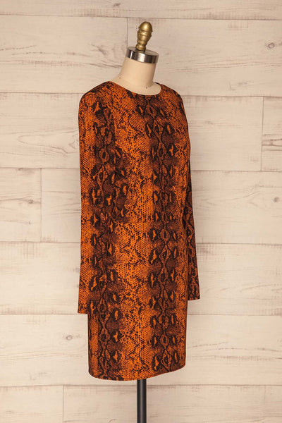 Gliwice Arancia Orange Snake Pattern Dress  | SIDE VIEW  | La Petite Garçonne