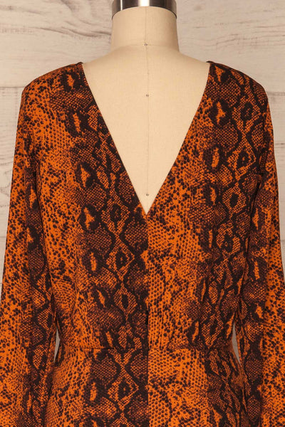 Gliwice Arancia Orange Snake Pattern Dress | BACK CLOSE UP  | La Petite Garçonne