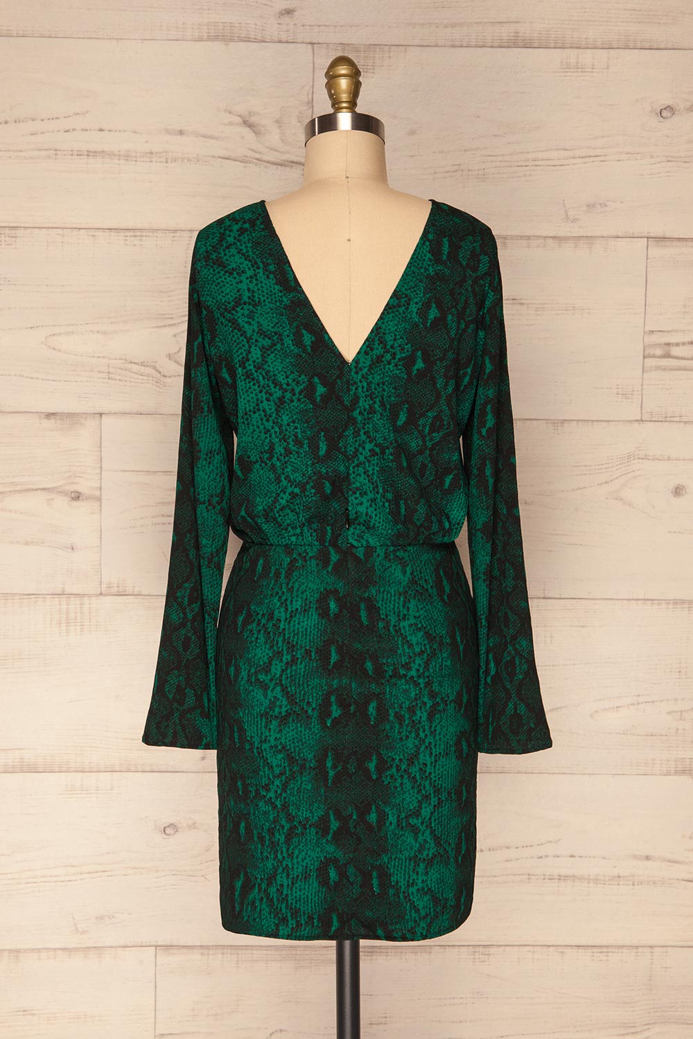 Gliwice Verde Green Snake Pattern Cocktail Dress | BACK VIEW | La Petite Garçonne