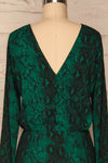 Gliwice Verde Green Snake Pattern Cocktail Dress  | BACK CLOSE UP  | La Petite Garçonne