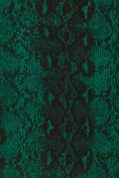 Gliwice Verde Green Snake Pattern Cocktail Dress | TEXTURE DETAIL | La Petite Garçonne