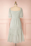 Gloria Mint Sage A-Line Openwork Midi Dress | Boutique 1861 back view