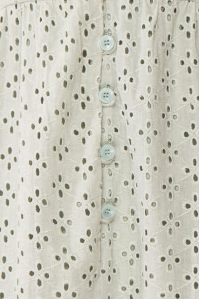 Gloria Mint Sage A-Line Openwork Midi Dress | Boutique 1861 fabric