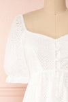 Gloria White A-Line Openwork Midi Dress | Boutique 1861 front close-up
