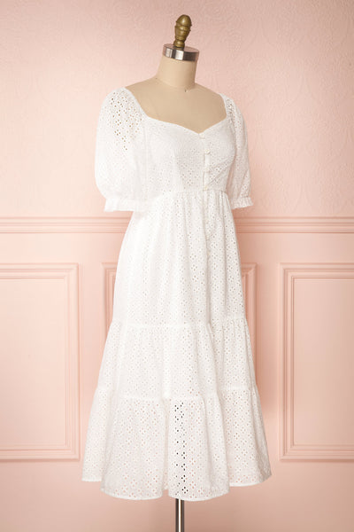 Gloria White A-Line Openwork Midi Dress | Boutique 1861 side view