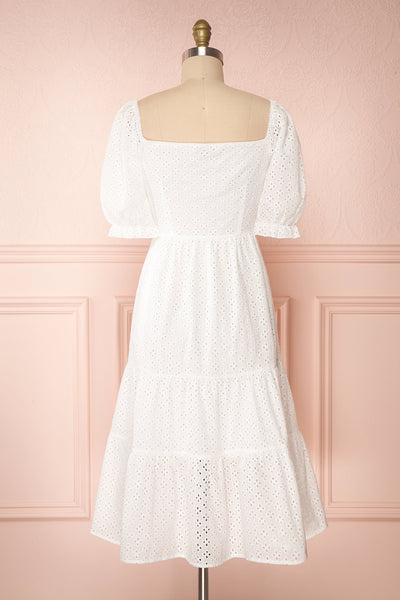 Gloria White A-Line Openwork Midi Dress | Boutique 1861 back view