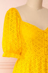 Gloria Yellow A-Line Openwork Midi Dress | Boutique 1861 side close-up