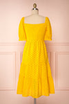Gloria Yellow A-Line Openwork Midi Dress | Boutique 1861 back view