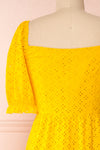 Gloria Yellow A-Line Openwork Midi Dress | Boutique 1861 back close-up