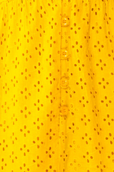 Gloria Yellow A-Line Openwork Midi Dress | Boutique 1861 fabric