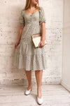Gloria Mint Sage A-Line Openwork Midi Dress | Boutique 1861 on model