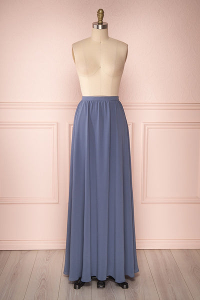 Glykeria Ocean Steel Blue Chiffon Maxi Skirt | Boutique 1861