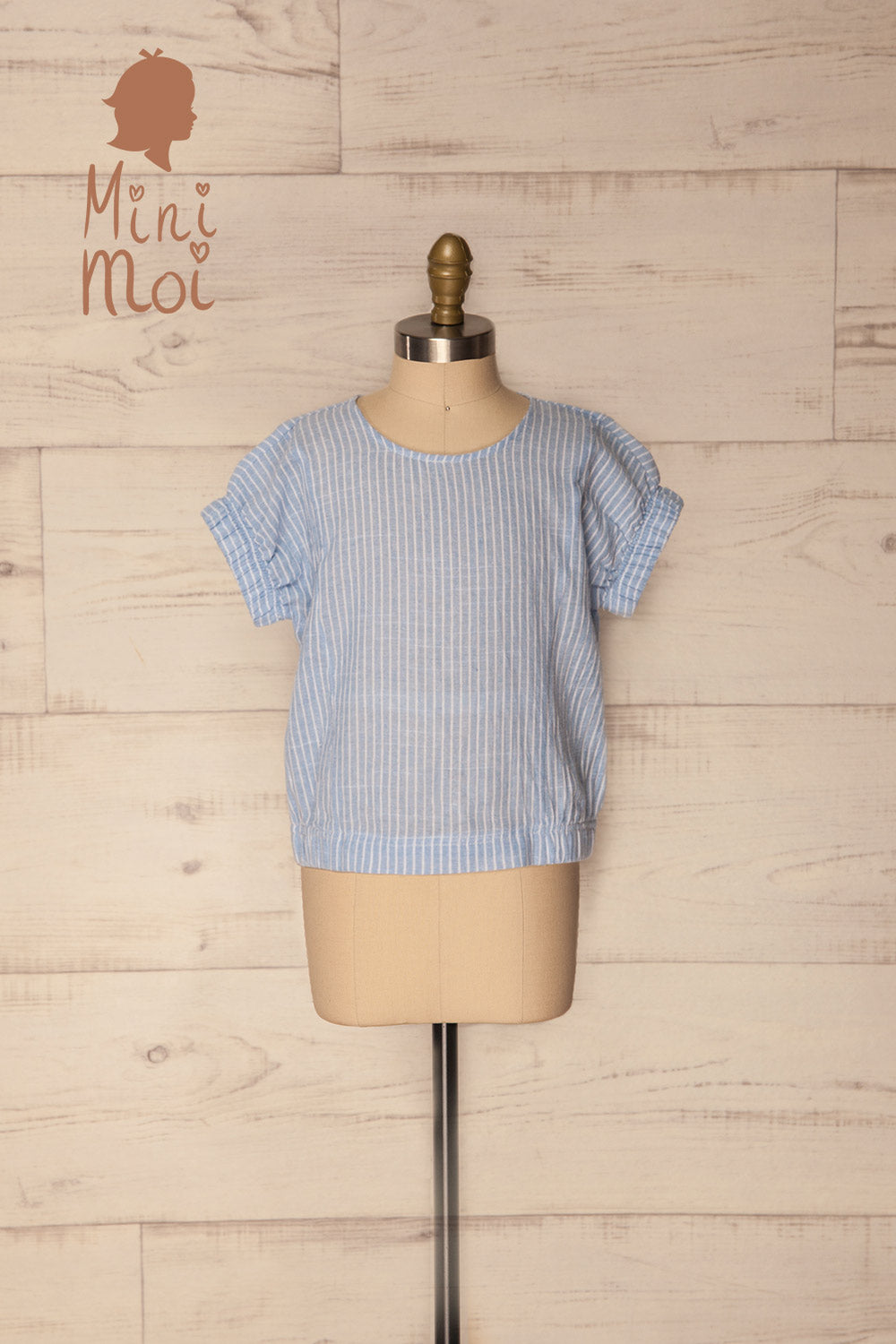 Golcuv Kids Light Blue & White Striped T-Shirt | La Petite Garçonne