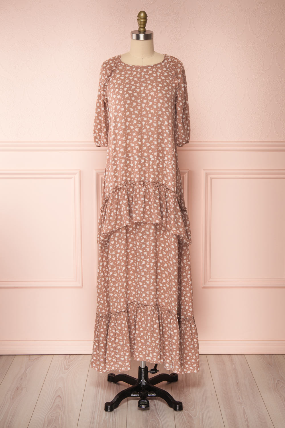 Goldyna Taupe Pink Printed Maxi Dress | Boutique 1861 fabri