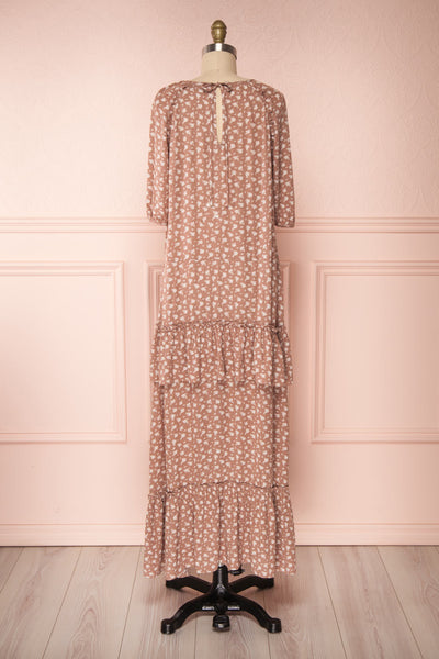Goldyna Taupe Pink Printed Maxi Dress | Boutique 1861 back view