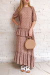 Goldyna Pink Patterned Maxi Dress | Boutique 1861 on model