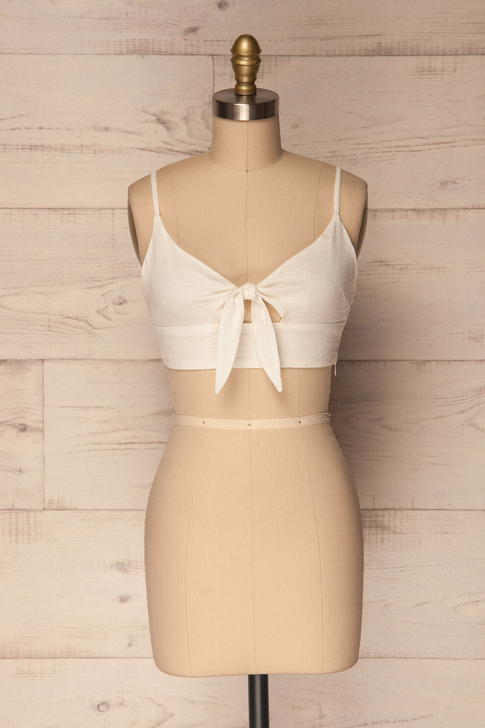 Gorka Ivoire White Cropped Camisole w/ Knot | La Petite Garçonne 1