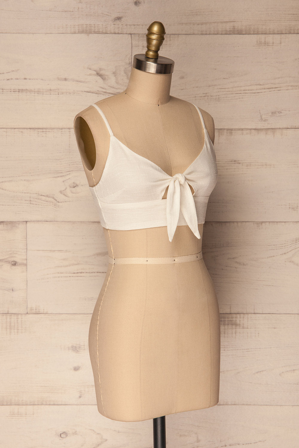 Gorka Ivoire White Cropped Camisole w/ Knot | La Petite Garçonne 3