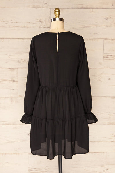 Gostivar Short Layered Long Sleeves Black Dress | La petite garçonne back view